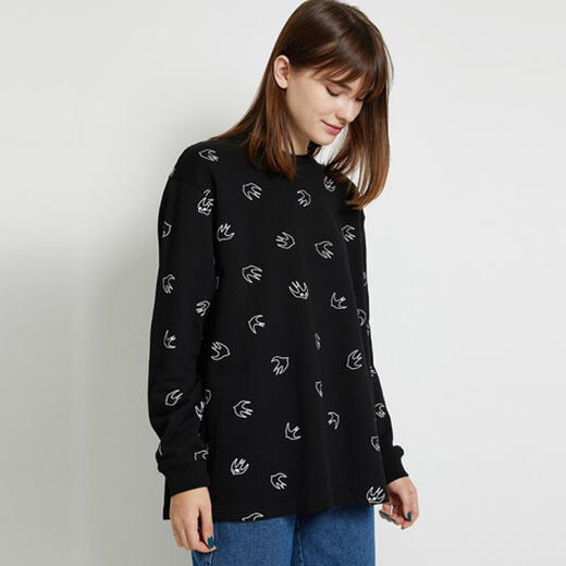 MCQ 麦昆 女士时尚燕子印花长袖卫衣 黑色 566914 RNJ53 1000 商品图1