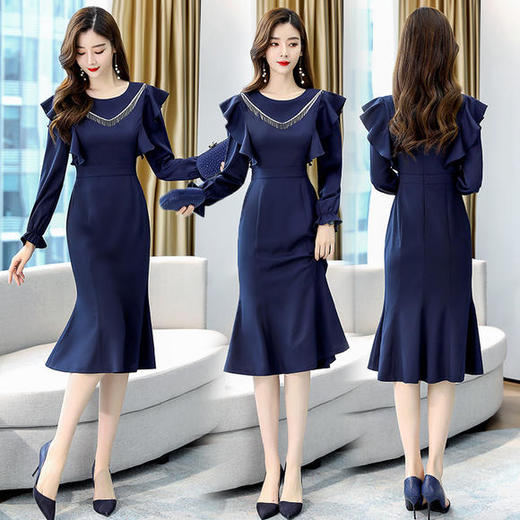 WZNH-AYD80911秋新款气质收腰显瘦连衣裙 商品图2