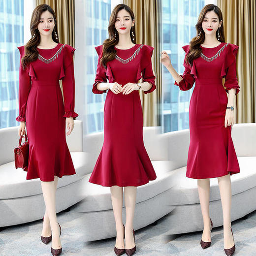 WZNH-AYD80911秋新款气质收腰显瘦连衣裙 商品图0