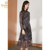乔万尼秋季新款刺绣拼接网纱重工烫钻性感收腰显瘦优雅连衣裙ES4E357 商品缩略图2