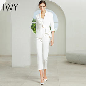 IWY/【厚款】七分袖白色西装长裤套装C304+P305