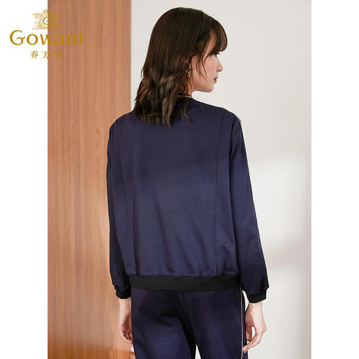 乔万尼秋季新款针织舒适弹力蓝色棒球服休闲日常家居运动套装ES3G608 商品图3