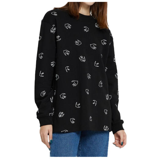 MCQ 麦昆 女士时尚燕子印花长袖卫衣 黑色 566914 RNJ53 1000 商品图0