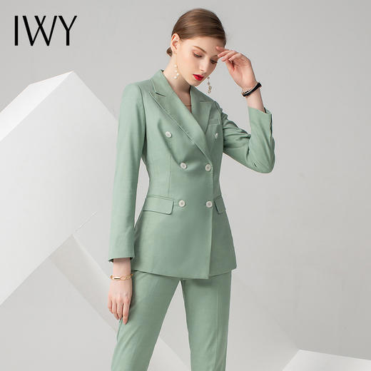 IWY/绿色长袖西装长裤套装CP10325 商品图0