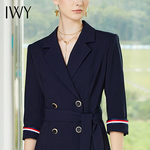 IWY/藏青色七分长袖西装连衣裙Q10392 商品图7