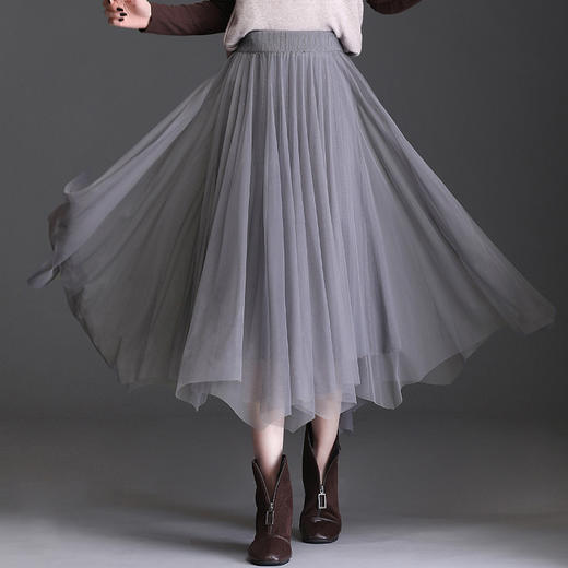 上海旗袍厂MYX-NW-858新款百搭大摆裙女中长款高腰格纹伞裙半身裙两面穿 商品图0