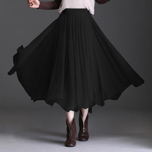 上海旗袍厂MYX-NW-858新款百搭大摆裙女中长款高腰格纹伞裙半身裙两面穿 商品图2