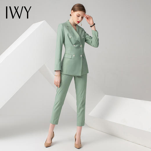 IWY/绿色长袖西装长裤套装CP10325 商品图1