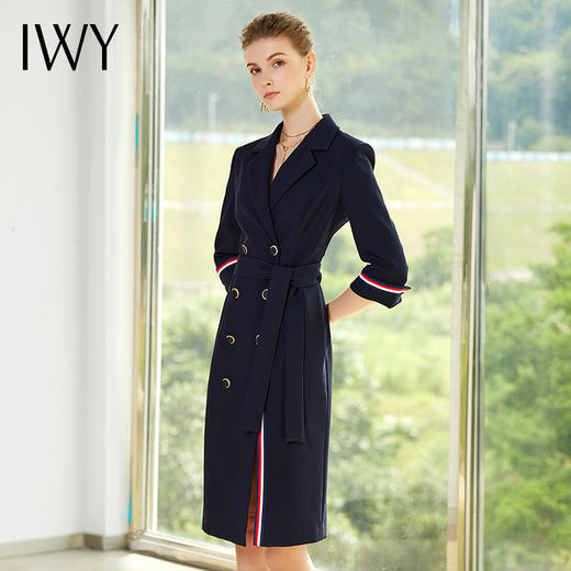 IWY/藏青色七分长袖西装连衣裙Q10392 商品图3
