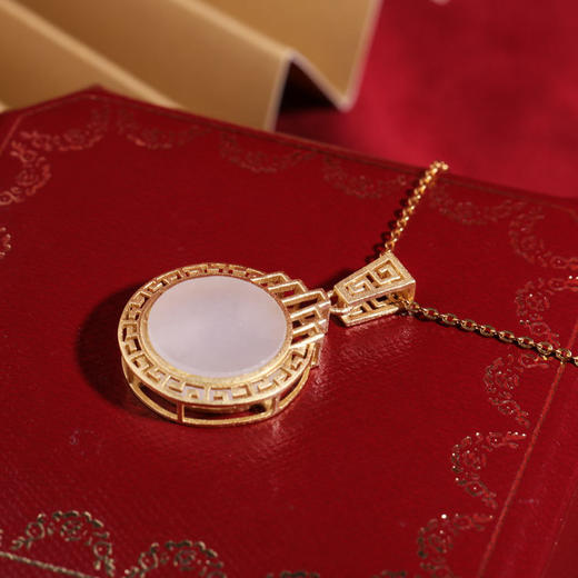 复古风925银镀古法金镶嵌和田玉吊坠(货号 g3031)