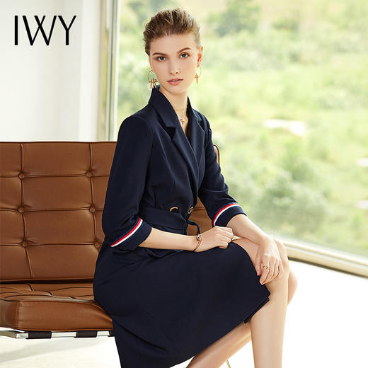 IWY/藏青色七分长袖西装连衣裙Q10392 商品图4