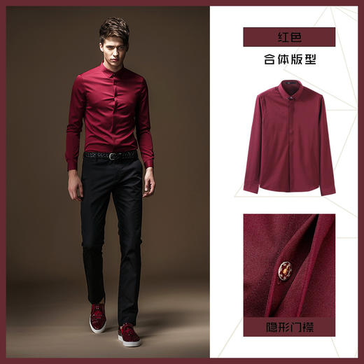 PINLI 品立衬衫男士秋季抗皱免烫长袖白色时尚衬衣微弹修身男上衣C029 商品图7