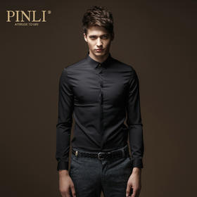 PINLI 品立衬衫男士秋季抗皱免烫长袖白色时尚衬衣微弹修身男上衣C029