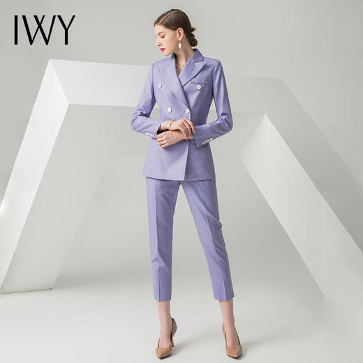 IWY/紫色长袖西装长裤套装CP10336 商品图1