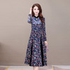 WE-20B08 金丝绒印花连衣裙女中长款过膝2020秋新款修身长袖气质优雅a字裙 商品缩略图1