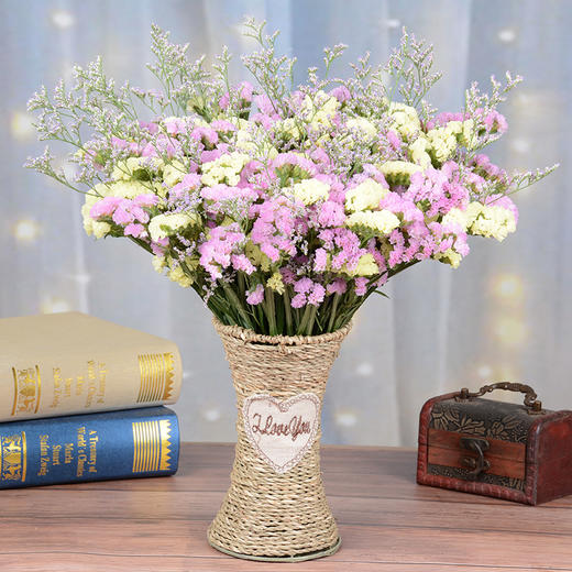 含花篮云南天然勿忘我干花花束真花装饰家居摆设小清新插花瓶