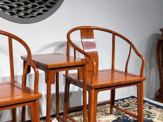 红桥红  家具严选  缅甸花梨（大果紫檀）  【垂手 刀牙圈椅 三件套】 商品图5