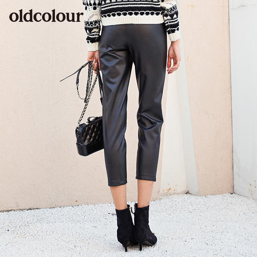 oldcolour冬季新品九分休闲皮裤女L41073153 商品图1