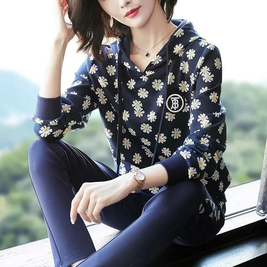 SP7220C131新款时尚洋气印花连帽卫衣休闲裤两件套 商品图0