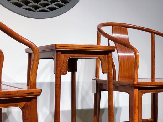 红桥红  家具严选  缅甸花梨（大果紫檀）  【垂手 刀牙圈椅 三件套】 商品图4