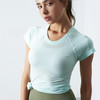 《特惠无缝短袖 不退换》哈瓦塔无缝运动瑜伽服短袖1.0显瘦上衣速干健身房跑步专业春夏薄款（不带胸垫） 商品缩略图4