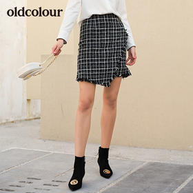 oldcolour冬季新品格子短款半裙女L41061186