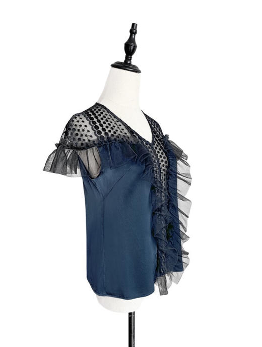 TYNVIE 纱质大花边拼接真丝上衣 商品图1