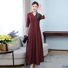 AHM-mdnz5383新款时尚优雅气质收腰显瘦V领七分袖长款连衣裙 商品缩略图2