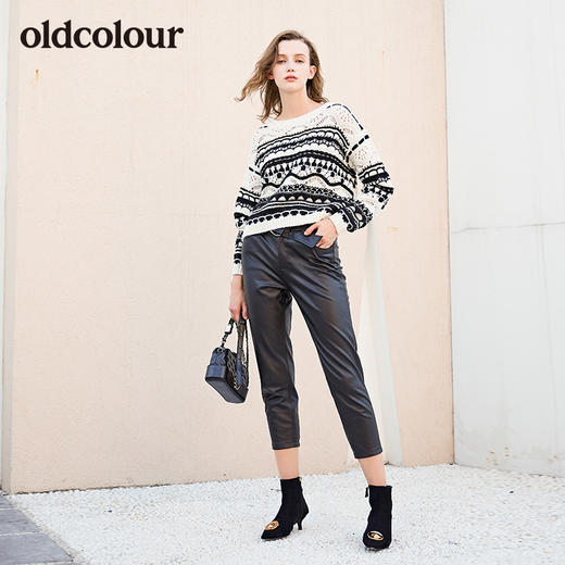 oldcolour冬季新品九分休闲皮裤女L41073153 商品图4
