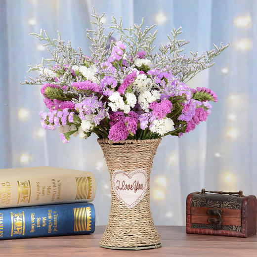含花篮云南天然勿忘我干花花束真花装饰家居摆设小清新插花瓶