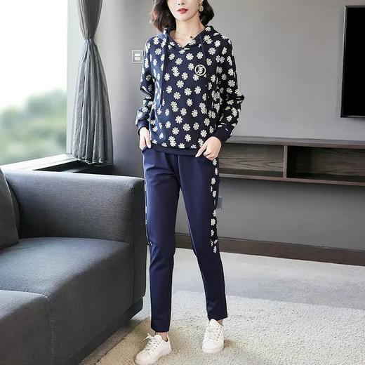SP7220C131新款时尚洋气印花连帽卫衣休闲裤两件套 商品图1