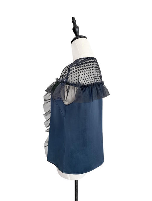 TYNVIE 纱质大花边拼接真丝上衣 商品图2