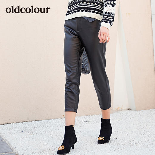 oldcolour冬季新品九分休闲皮裤女L41073153 商品图2