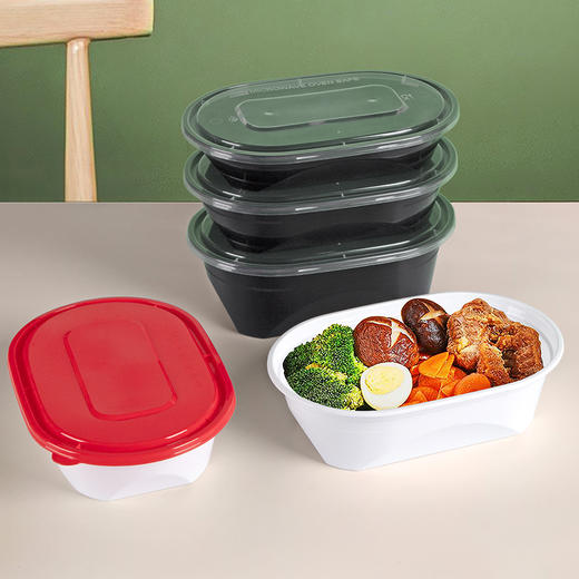 喇叭花棒棒盒椭圆形餐盒蒸菜小份菜餐盒一次性小碗菜餐盒打包盒50套 商品图1
