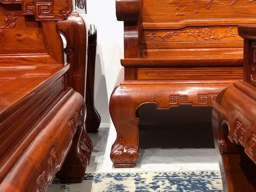 红桥红  家具严选  缅甸花梨（大果紫檀）  【直背 凤凰牡丹弧腿沙发 十三件套】 商品图3