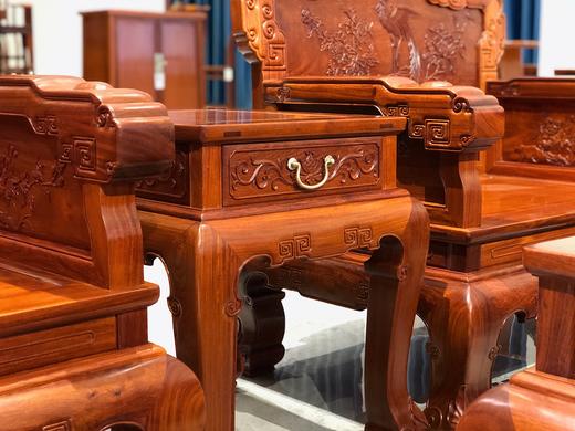 红桥红  家具严选  缅甸花梨（大果紫檀）  【直背 凤凰牡丹弧腿沙发 十三件套】 商品图2