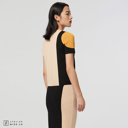 【马赛克清晨】AtelierMissLu趣味设计圆方马赛克拼色绵羊毛上衣 商品图1