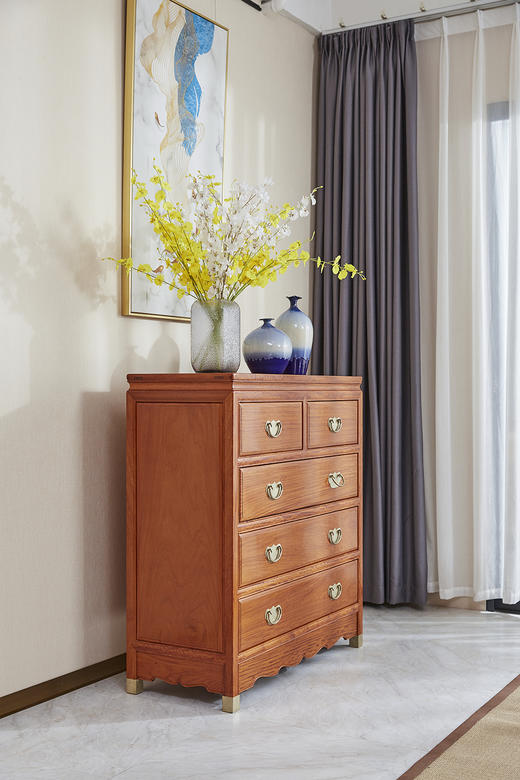 红桥红  家具严选  缅甸花梨（大果紫檀）  【106 明式素面 五斗柜】 商品图7