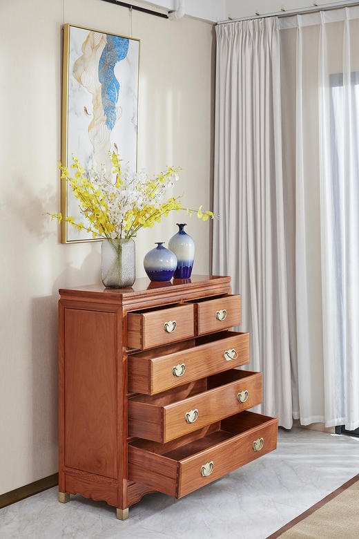 红桥红  家具严选  缅甸花梨（大果紫檀）  【106 明式素面 五斗柜】 商品图11