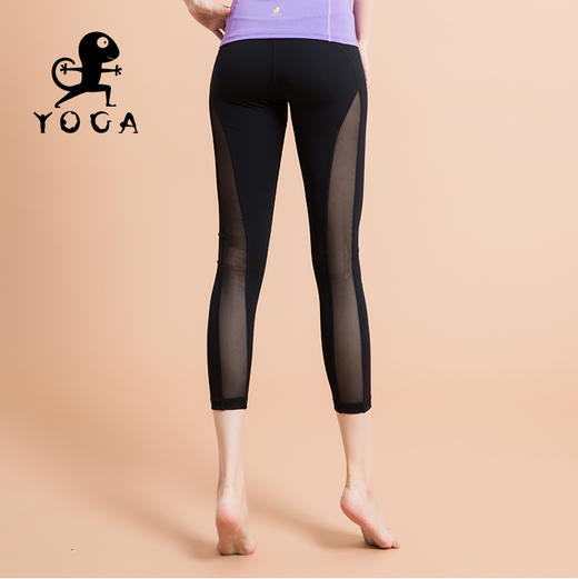 壁虎新款《皎月》双拼接网纱运动瑜伽七分裤清仓不退不换 商品图4