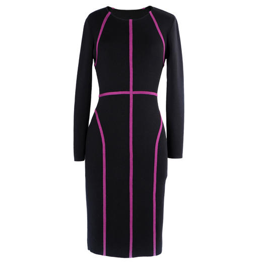 [提线玩偶]AtelierMissLu心机线条黑色撞色绵羊毛修身高弹连衣裙 商品图4