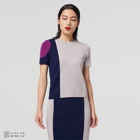 【马赛克清晨】AtelierMissLu趣味设计圆方马赛克拼色绵羊毛上衣