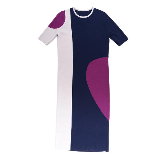 【独立圆月】AtelierMissLu趣味拼色双圆片直筒绵羊毛长款连衣裙 商品图4