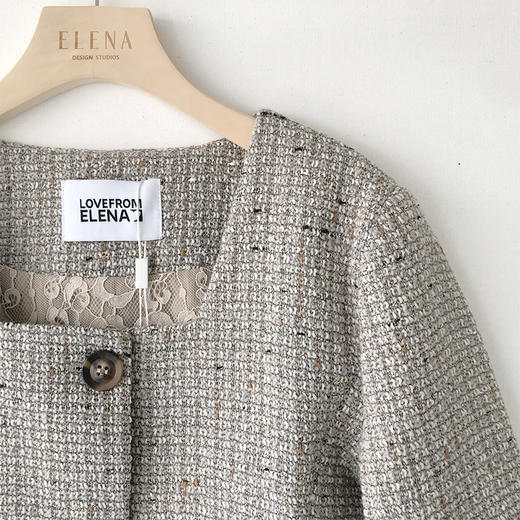 羊毛粗花呢复古方领小香西装外套 商品图5