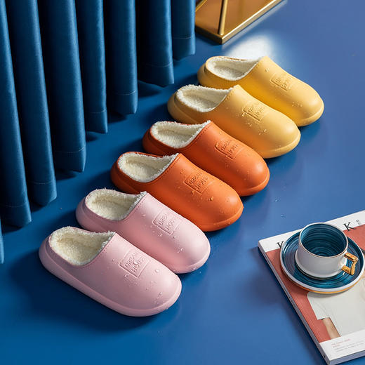 【防水防滑，舒适保暖】棉拖鞋家居鞋羊羔毛拖鞋2020新款秋冬季男女士情侣家用室内防滑厚底居家保暖鞋毛绒拖鞋 商品图5