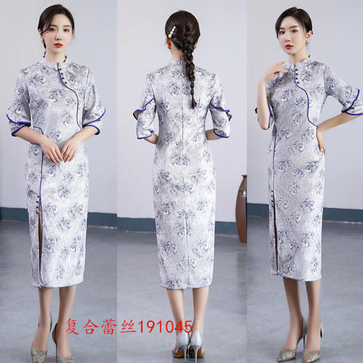 SYK-191044新款复合时尚修身蕾丝长款旗袍 商品图2