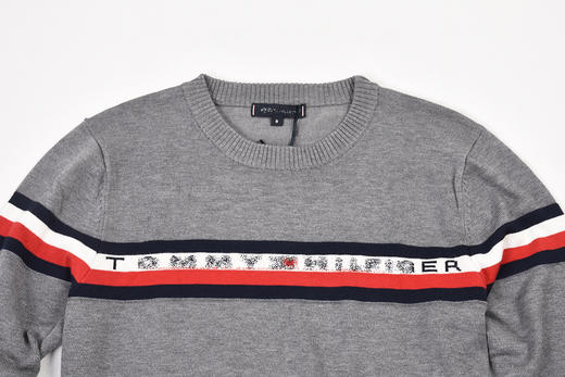 彩条字母 圆领套头针织衫毛衣 T-918 商品图5