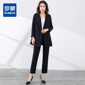 【上衣+裤子】罗蒙西服套装女双排扣青果领商务通勤职业西装