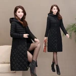 JXG-新款秋冬装修身显瘦过膝菱格棉袄棉服冬季外套女 商品图1