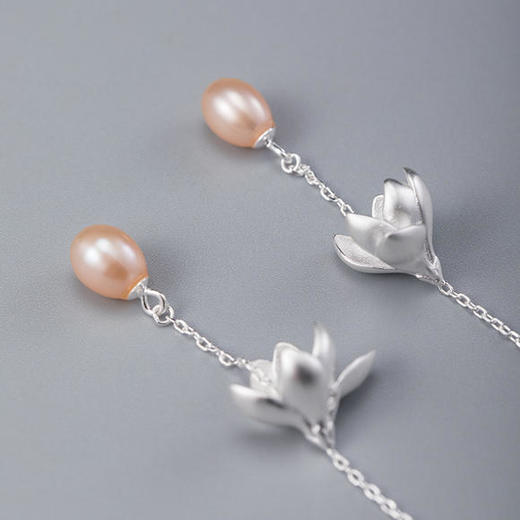 XYF-ED10492新款s925银流苏耳线玉兰花珍珠吊坠 商品图2